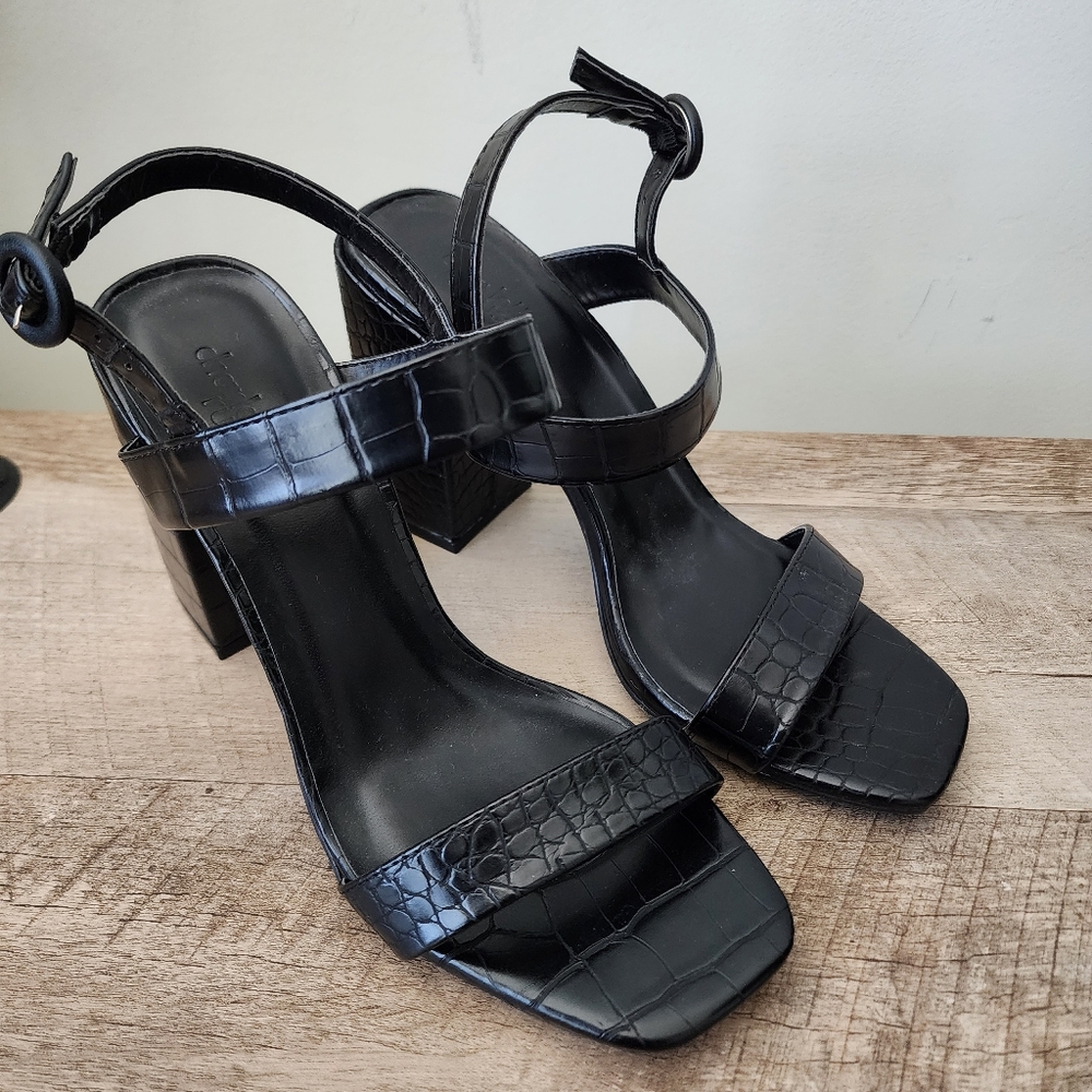 Black Embossed Style heels